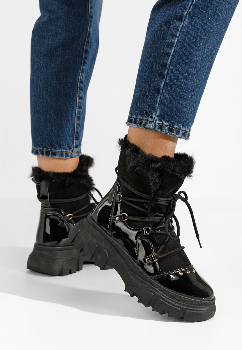 Czarne botki damskie ocieplane Salma