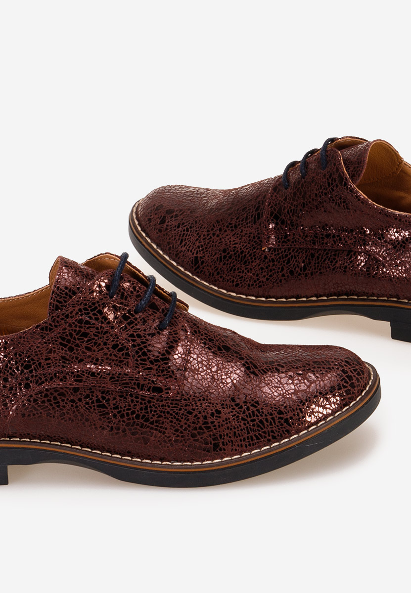 Bordowe oxfordy damskie skórzane Otivera V15