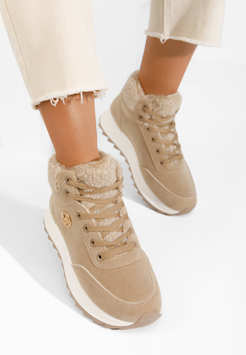 Khaki zimowe sneakersy damskie Avilma