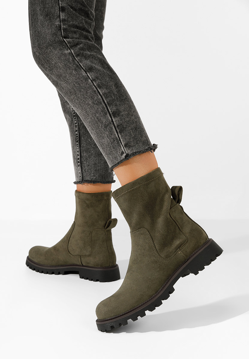 Zielone botki płaskie Javana