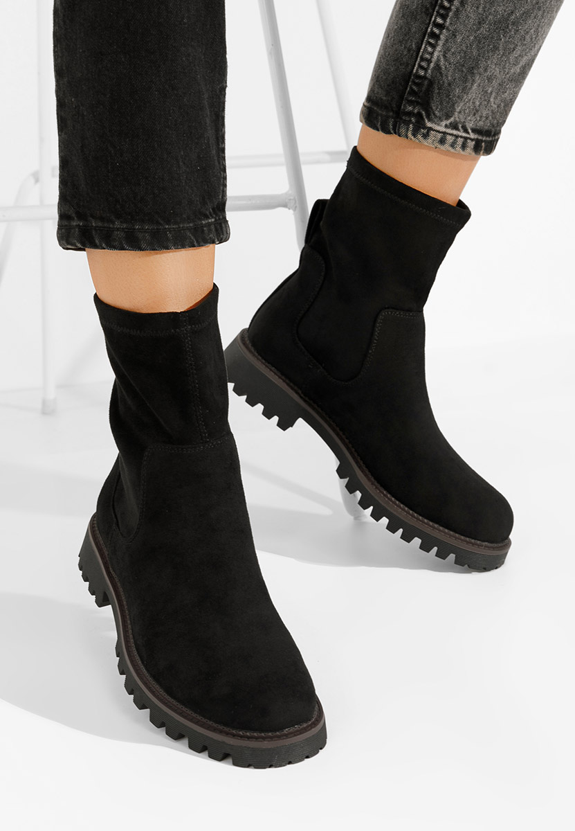 Czarne botki płaskie Javana