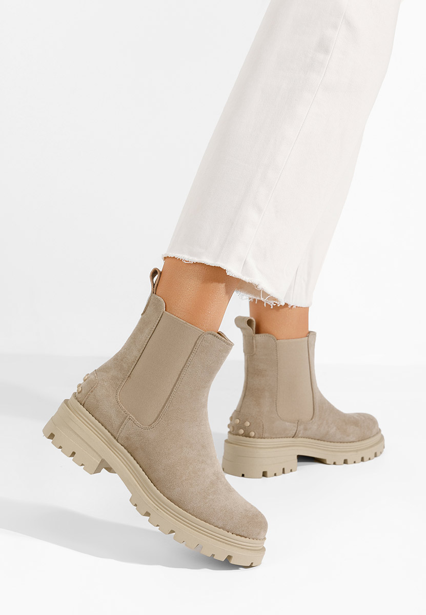 Beżowe botki chelsea Sallia