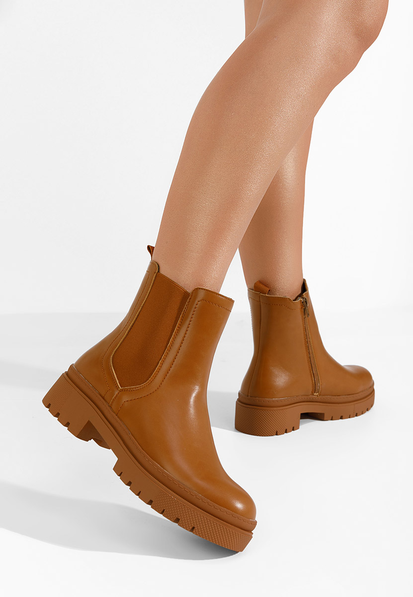 Camelowe botki chelsea Eledia