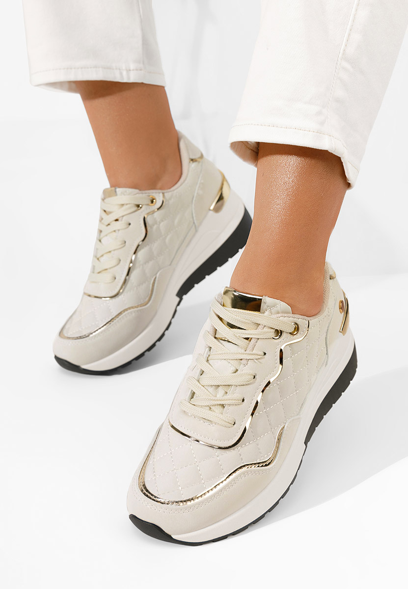 Beżowe sneakersy na koturnie Gavia