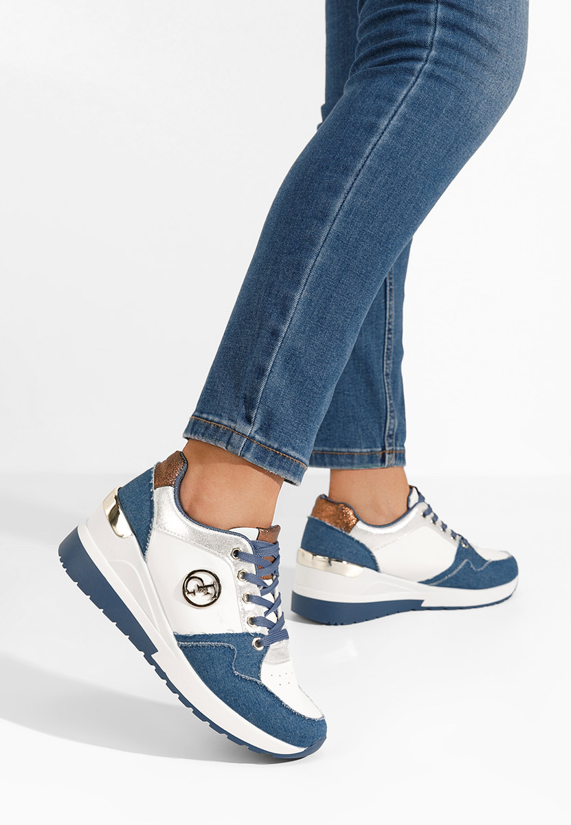 Granatowe sneakersy na koturnie Elmyra