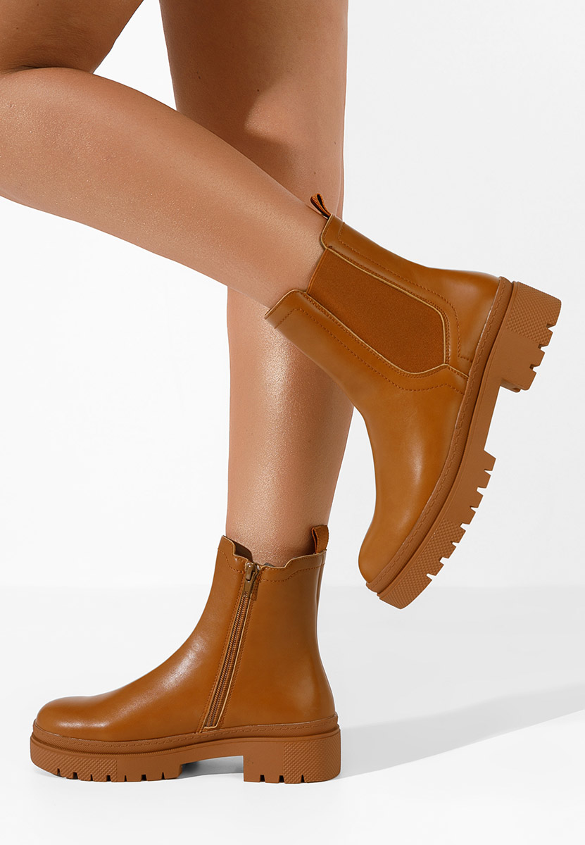 Camelowe botki chelsea Eledia