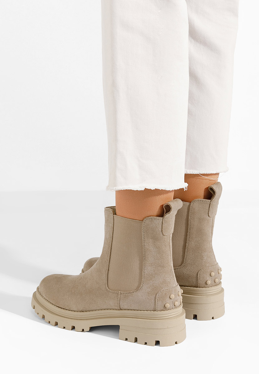 Beżowe botki chelsea Sallia