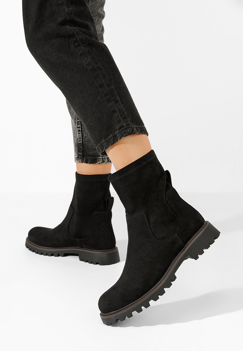 Czarne botki płaskie Javana