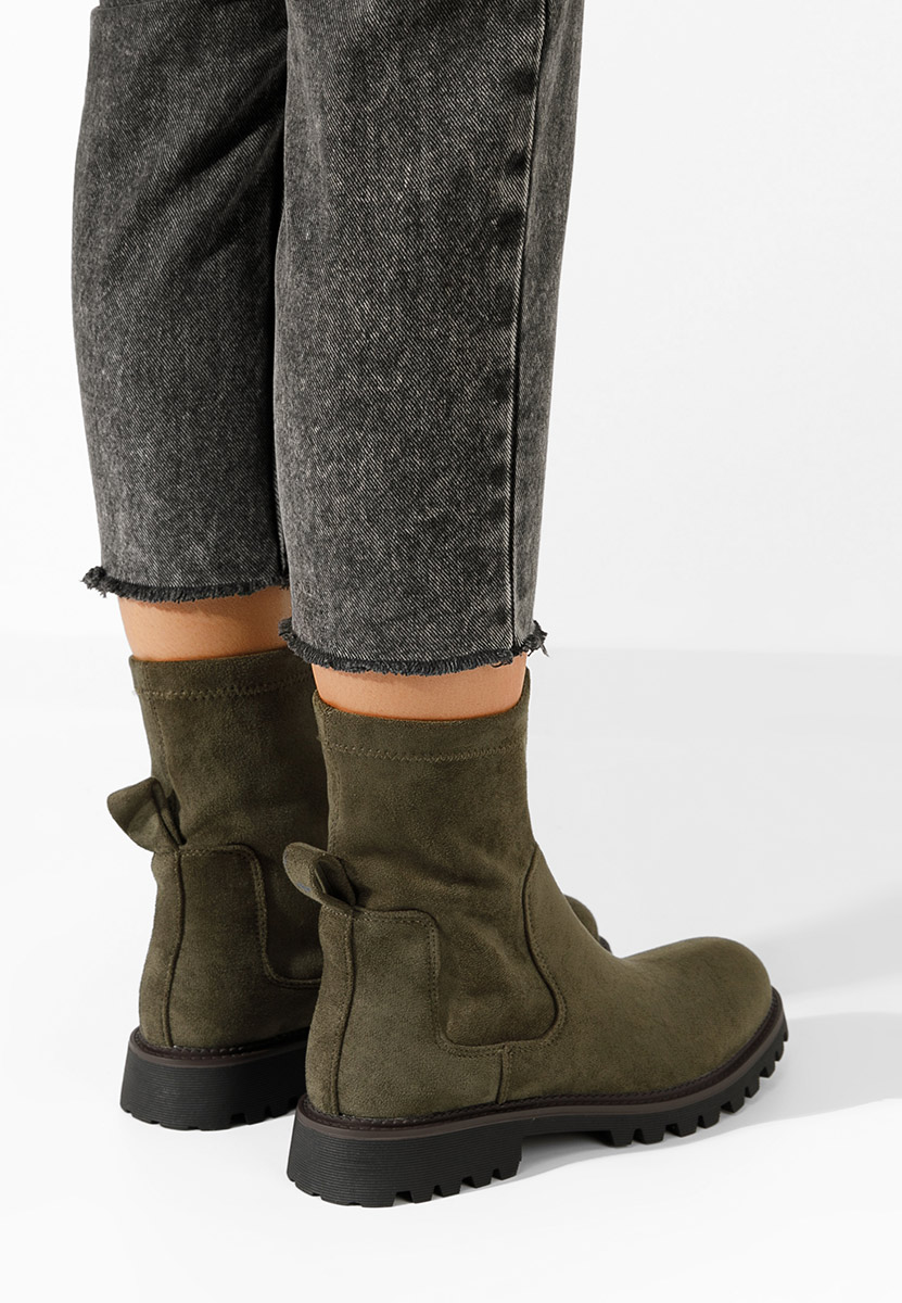 Zielone botki płaskie Javana