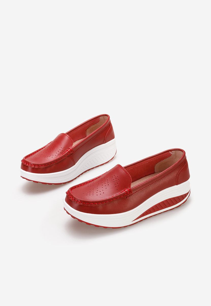 Czerwone skórzane mokasyny Yustina