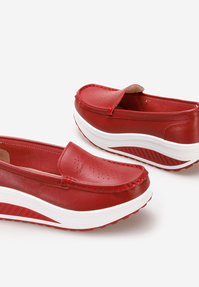 Czerwone skórzane mokasyny Yustina
