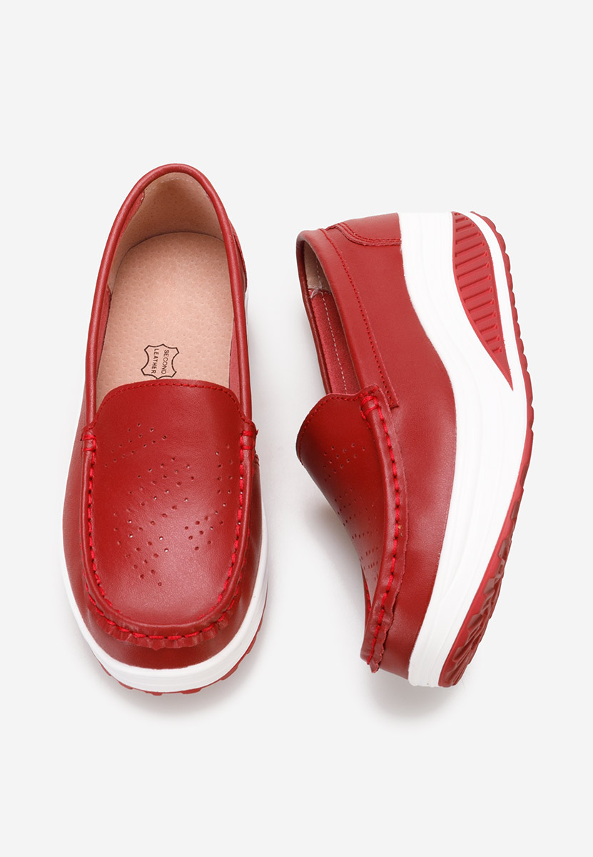 Czerwone skórzane mokasyny Yustina