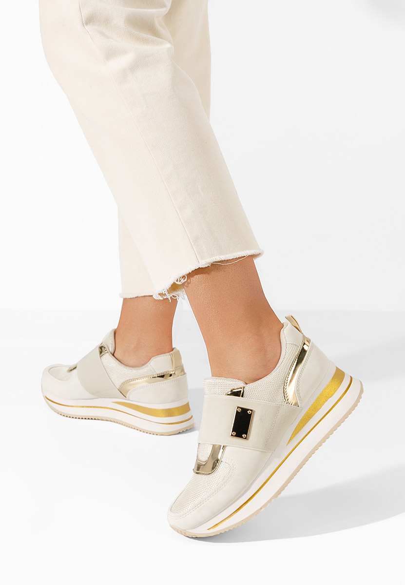 Beżowe sneakersy na koturnie Leotava