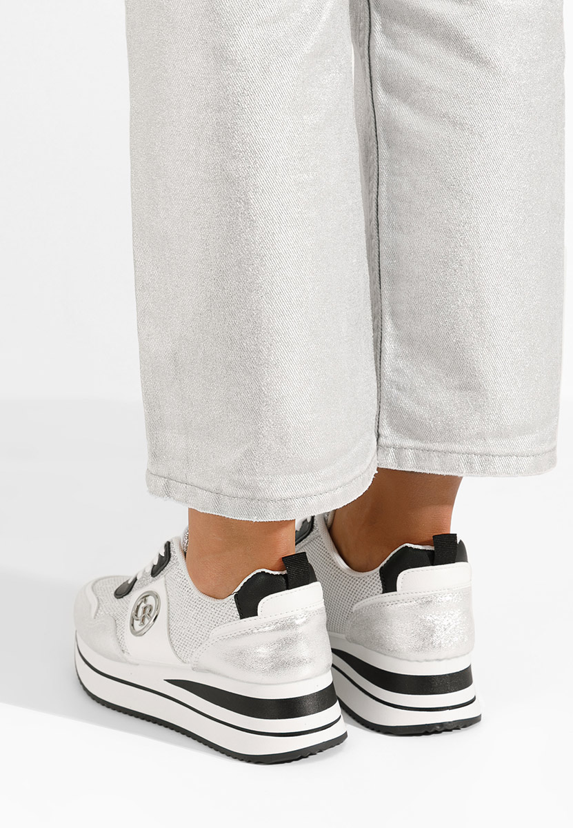 Srebrne sneakersy na koturnie Zarida