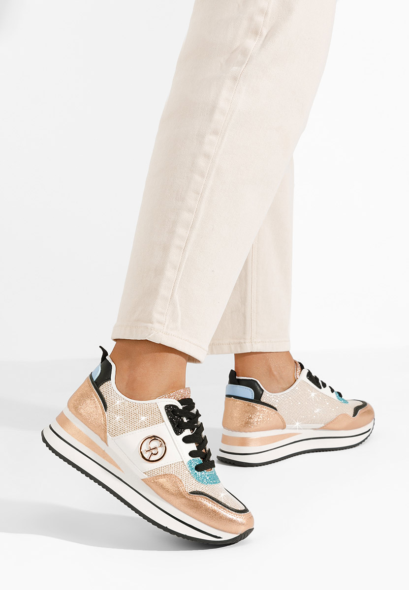 Szampańskie sneakersy na koturnie Zarida