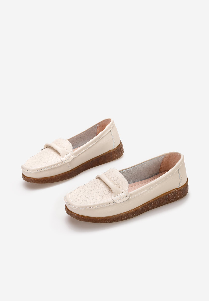 Beżowe skórzane mokasyny Telisa