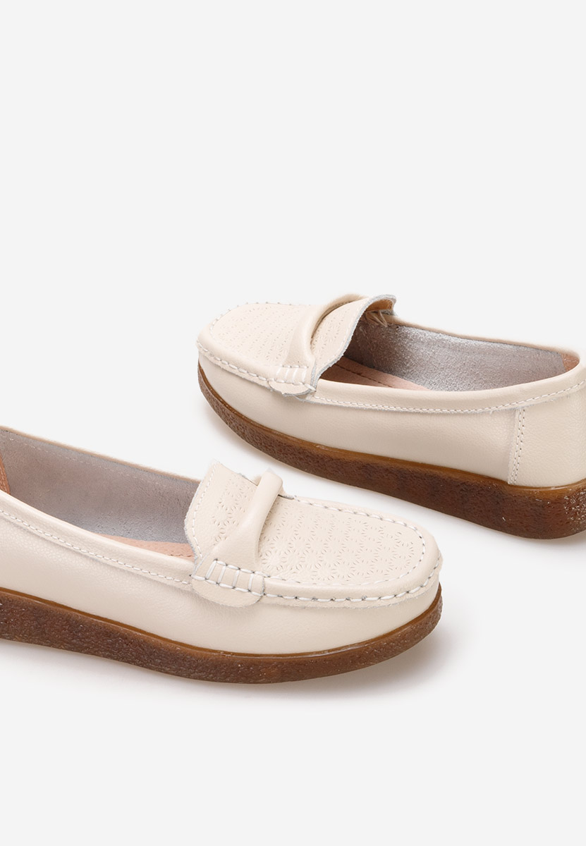 Beżowe skórzane mokasyny Telisa