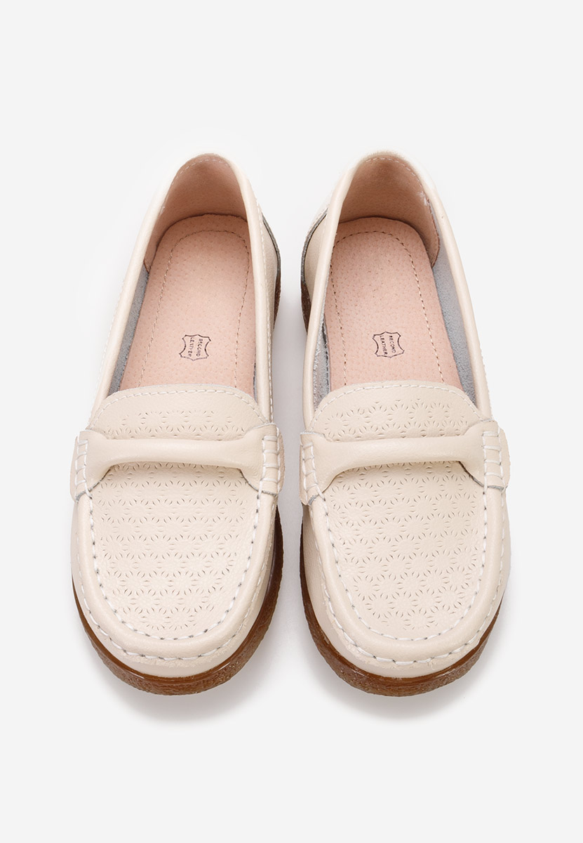 Beżowe skórzane mokasyny Telisa