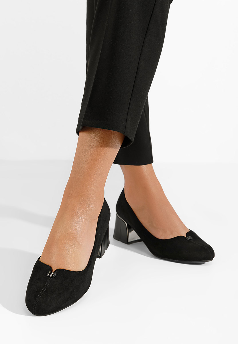 Czarne czółenka na słupku Lutea V2