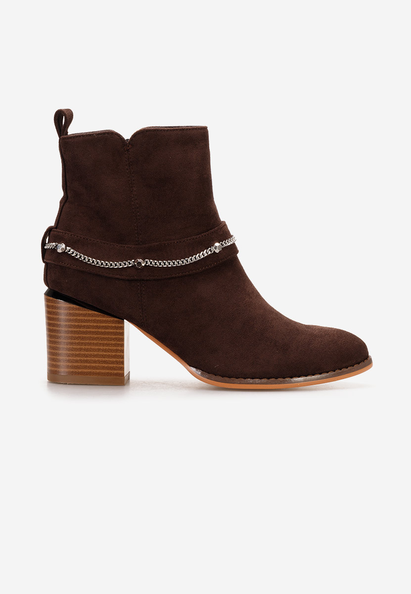 Brązowe botki na obcasie Katilea