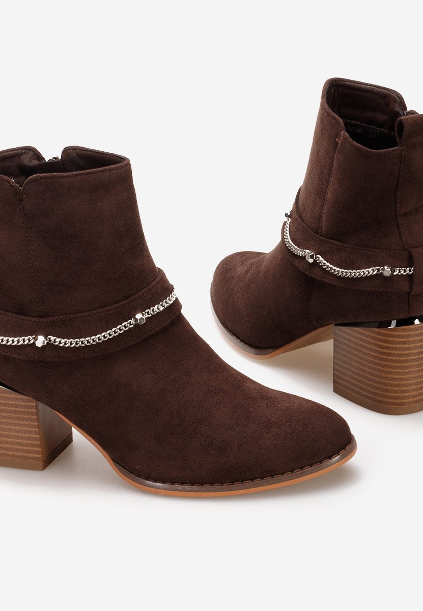 Brązowe botki na obcasie Katilea