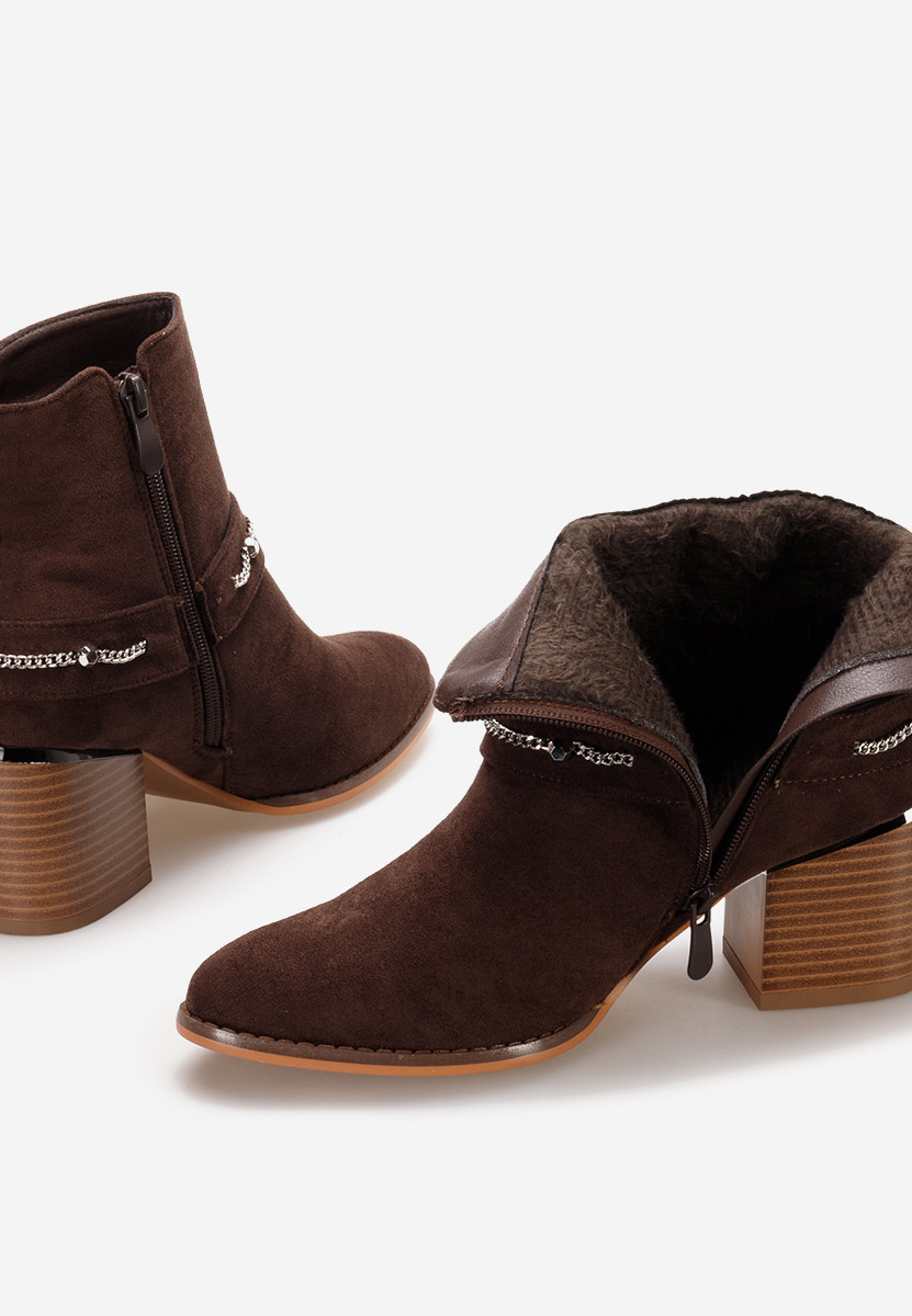 Brązowe botki na obcasie Katilea