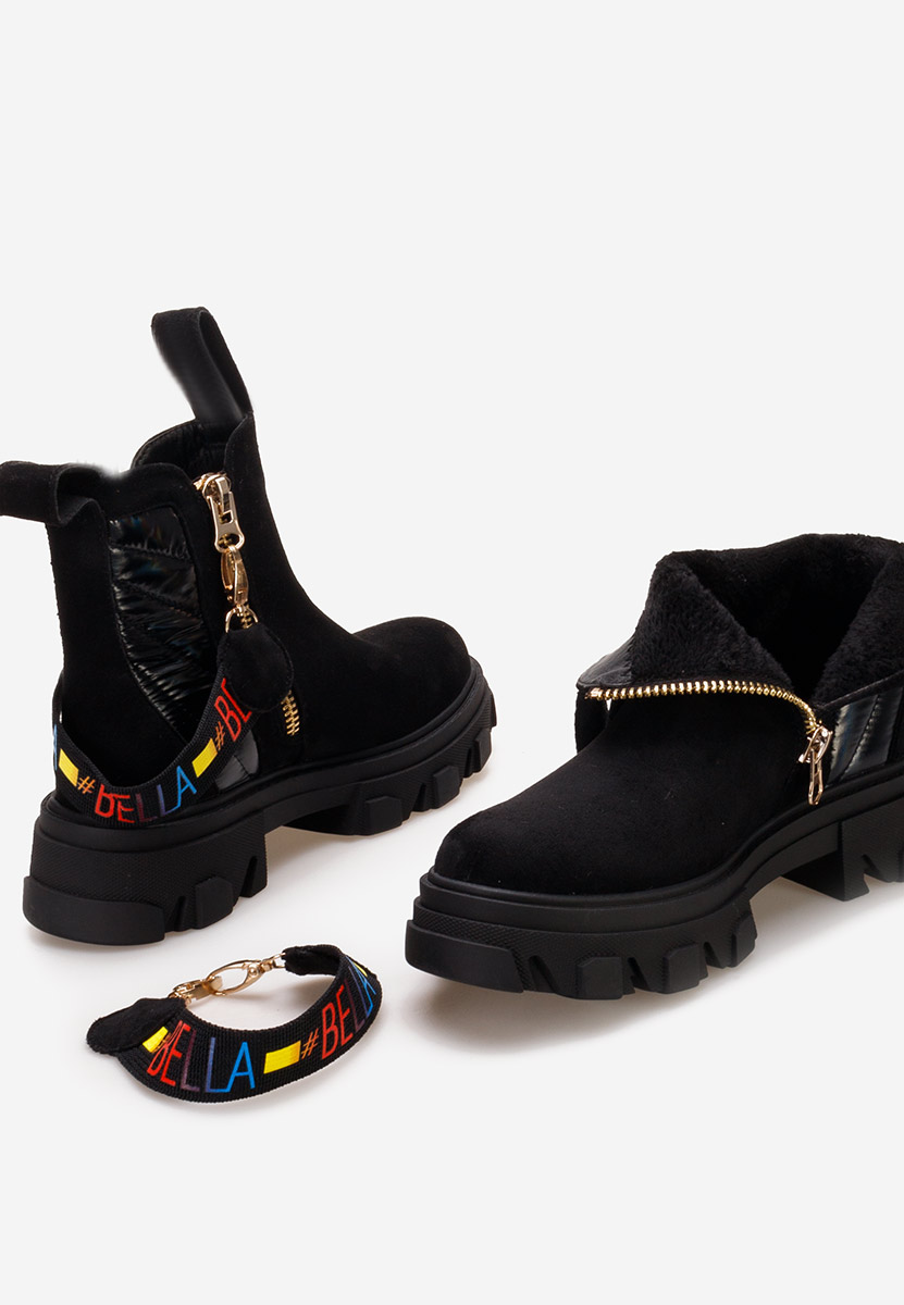 Czarne botki płaskie Nalonia V2