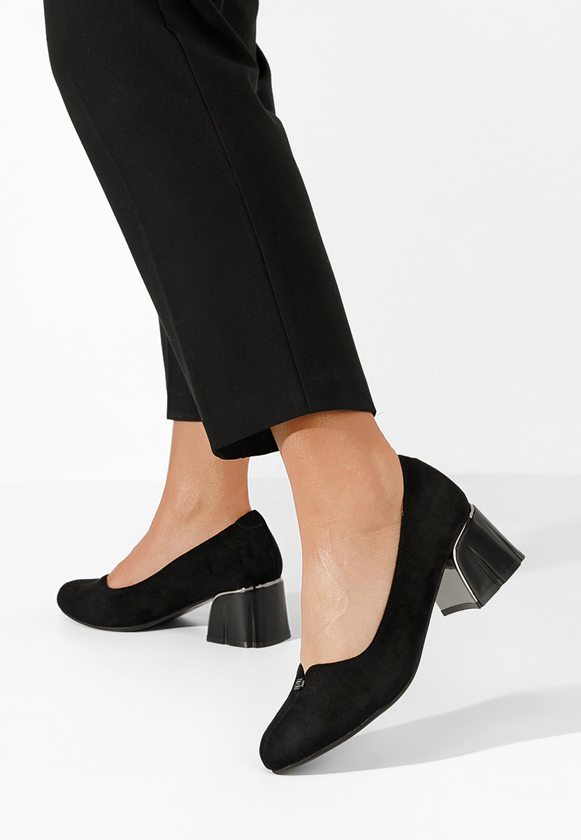 Czarne czółenka na słupku Lutea V2