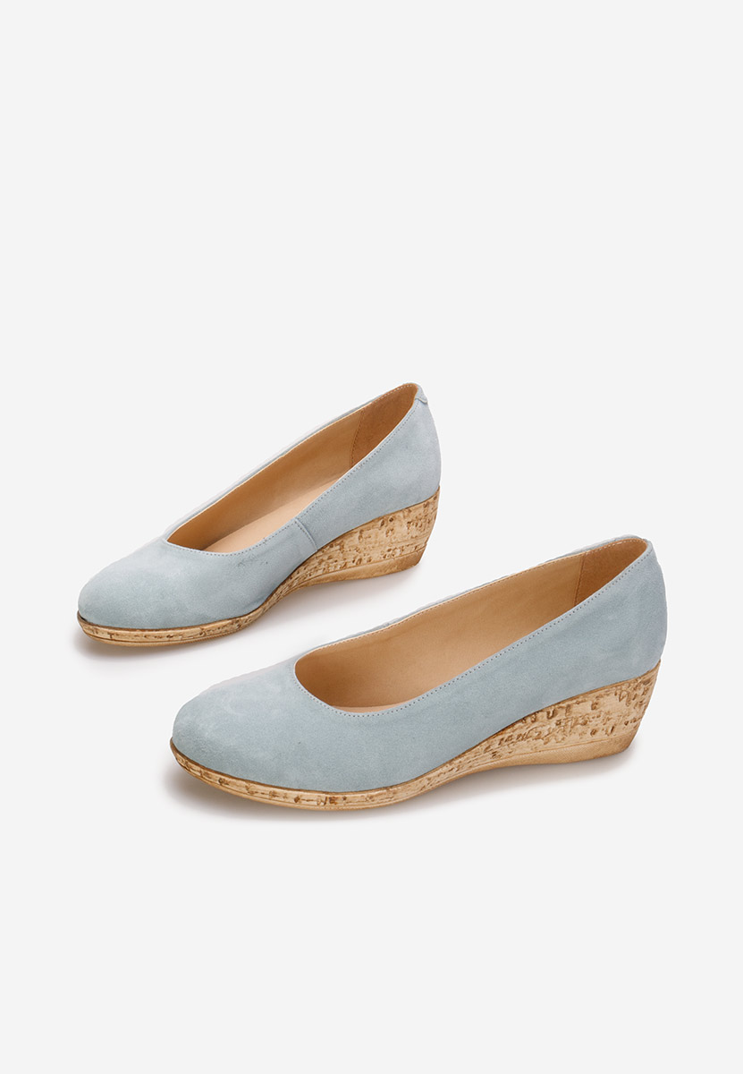 Niebieski czółenka na koturnie Sonia