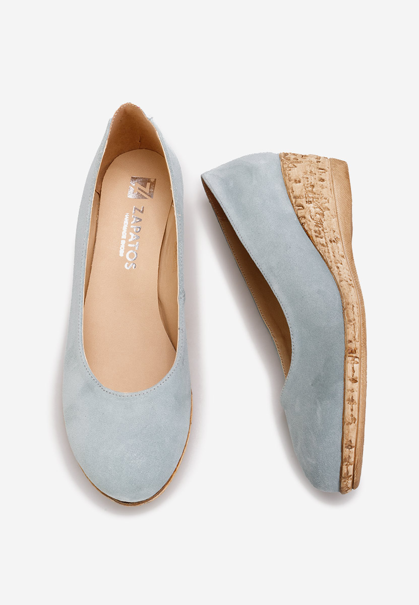 Niebieski czółenka na koturnie Sonia