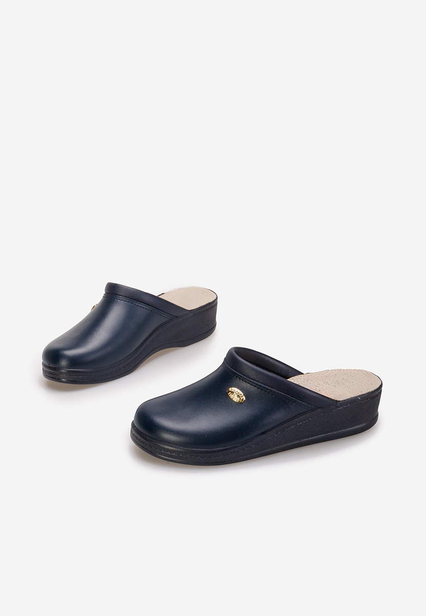 Granatowe klapki skórzane Mecosta V2