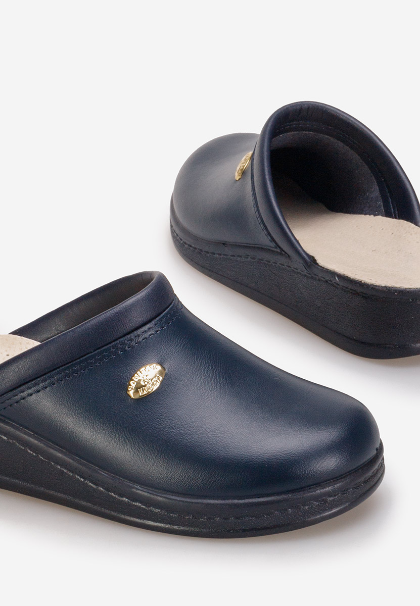 Granatowe klapki skórzane Mecosta V2