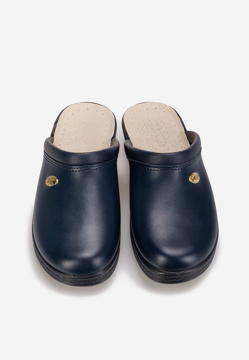 Granatowe klapki skórzane Mecosta V2