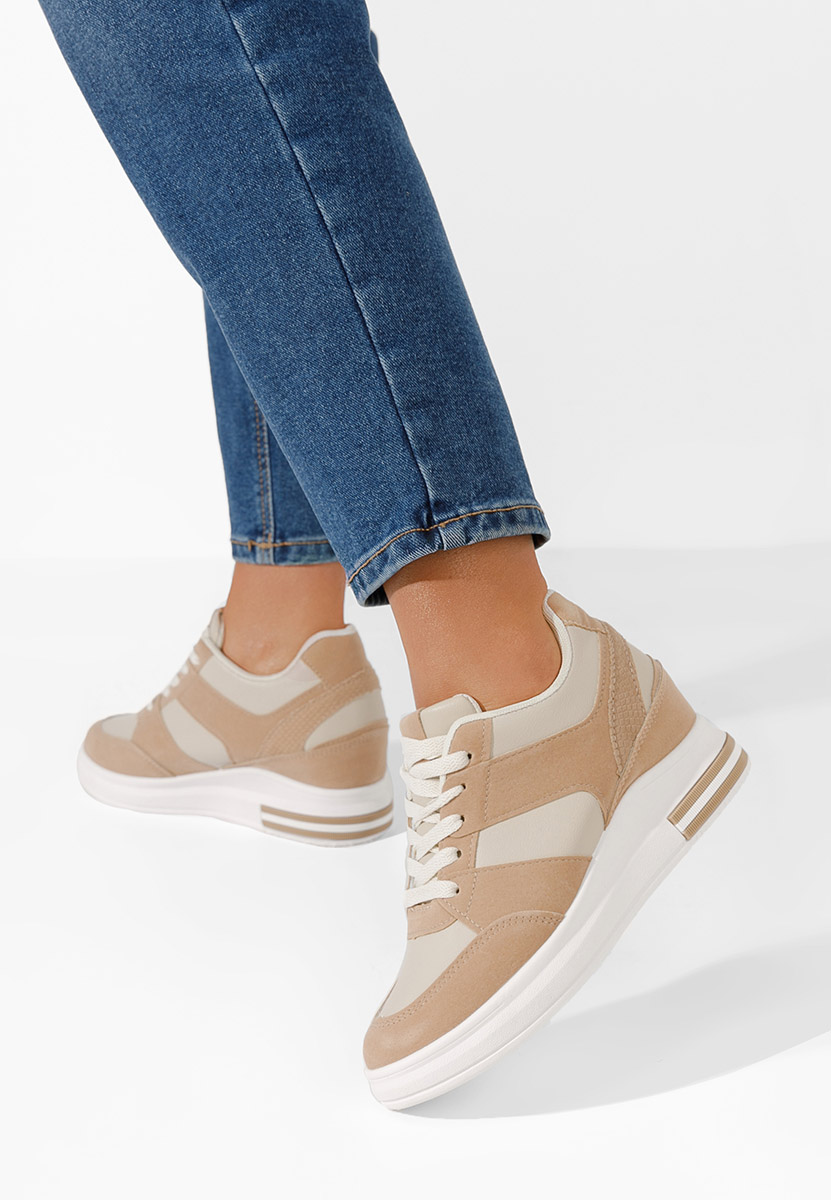 Khaki sneakersy na koturnie Kelyna