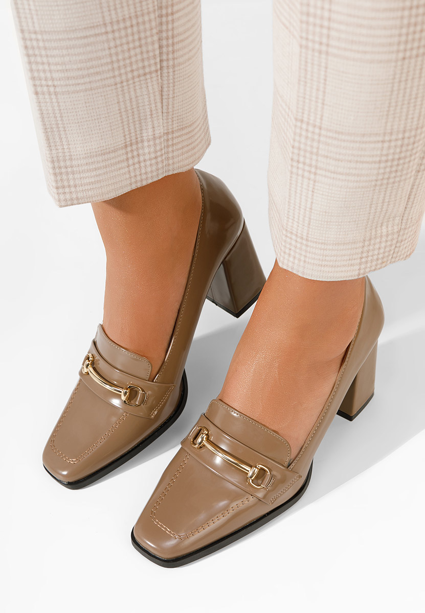 Khaki mokasyny na słupku Noriana