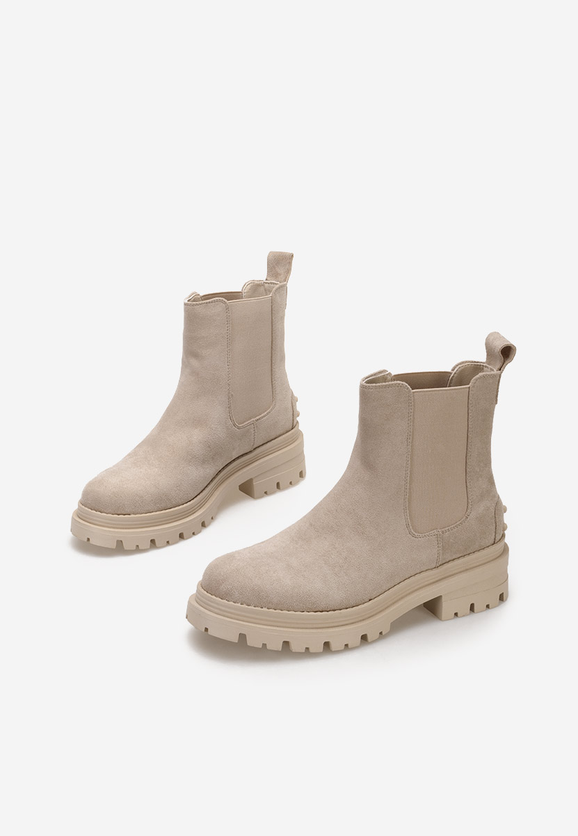 Beżowe botki chelsea Sallia