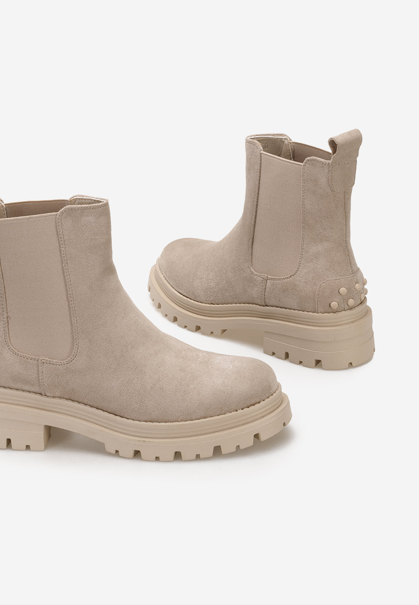 Beżowe botki chelsea Sallia