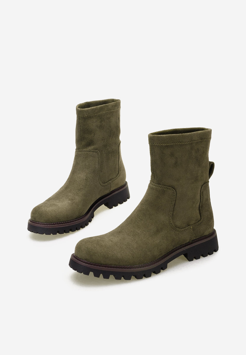 Zielone botki płaskie Javana