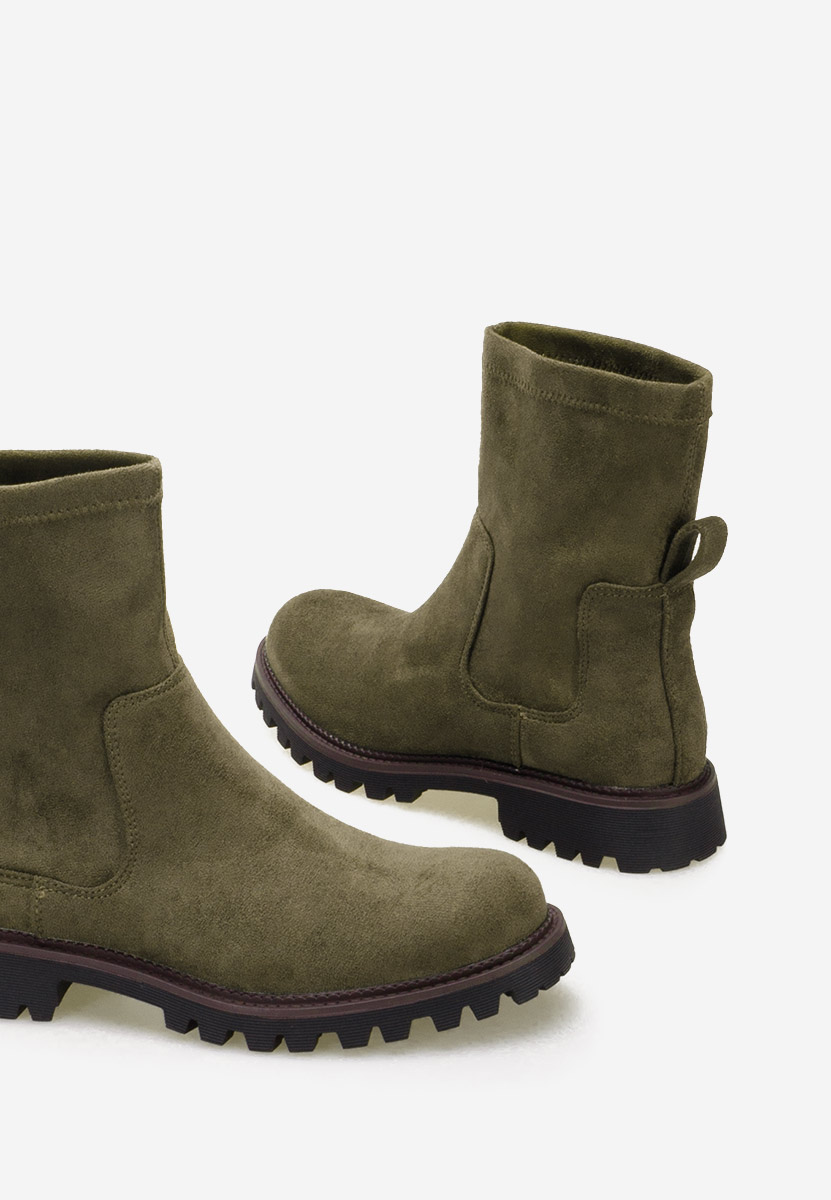 Zielone botki płaskie Javana