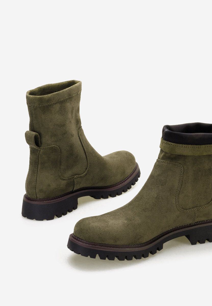 Zielone botki płaskie Javana