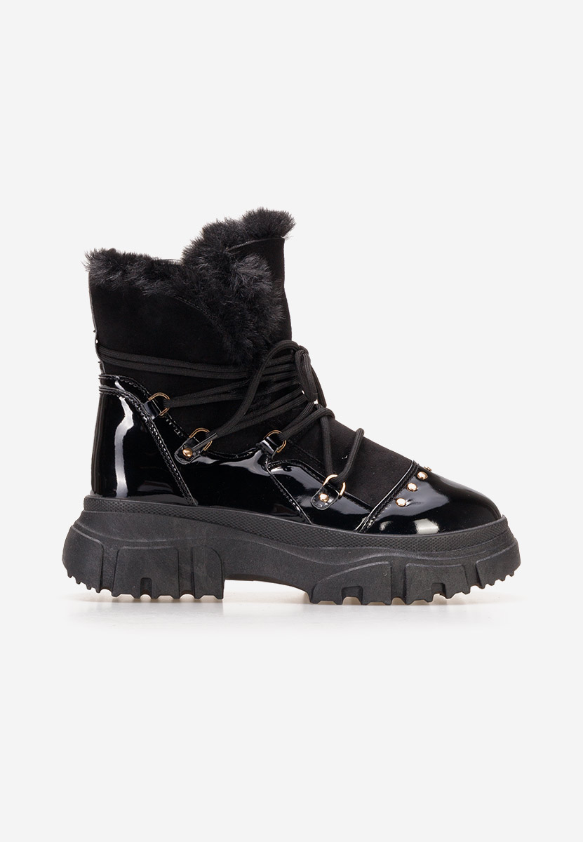 Czarne botki damskie ocieplane Salma