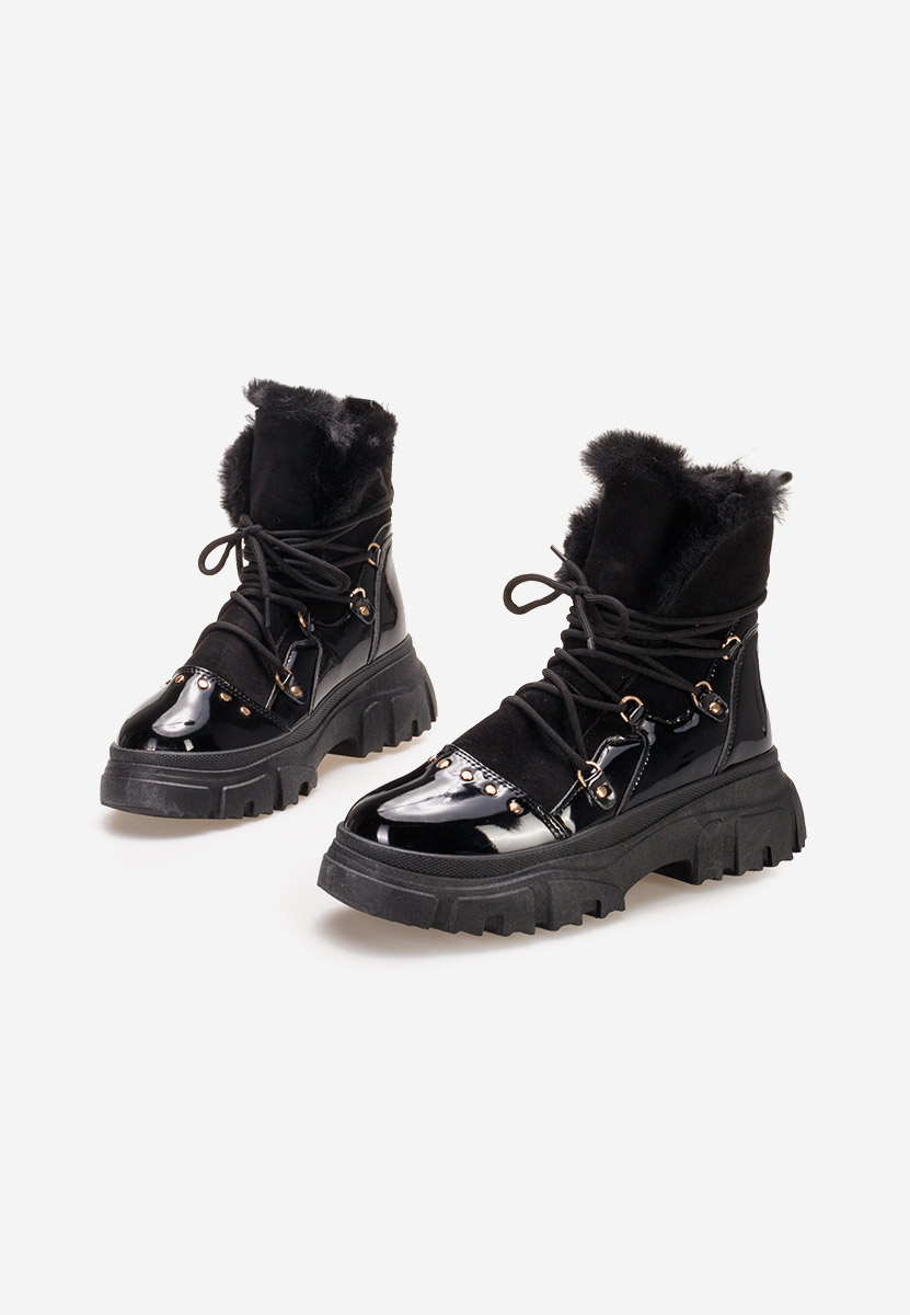 Czarne botki damskie ocieplane Salma