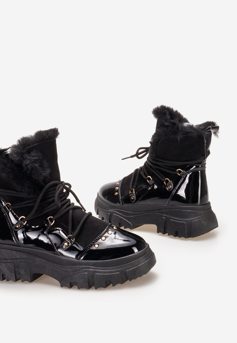 Czarne botki damskie ocieplane Salma