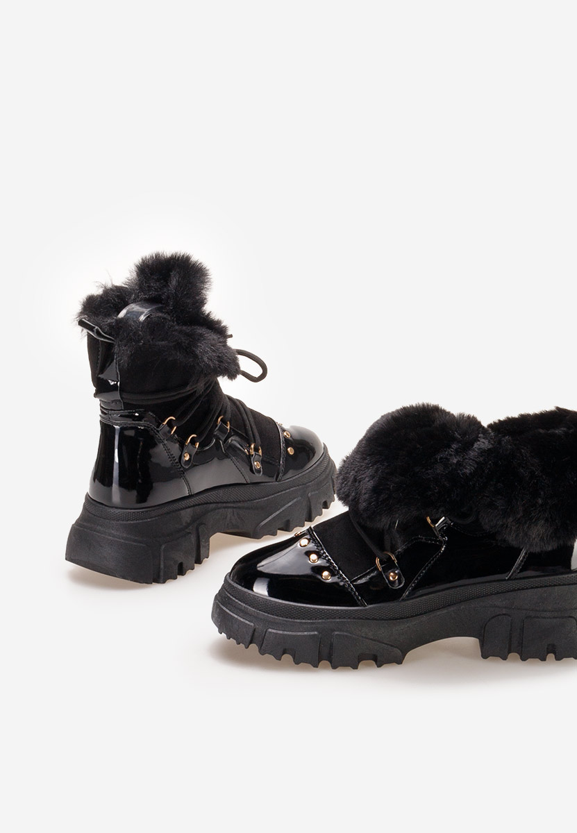Czarne botki damskie ocieplane Salma