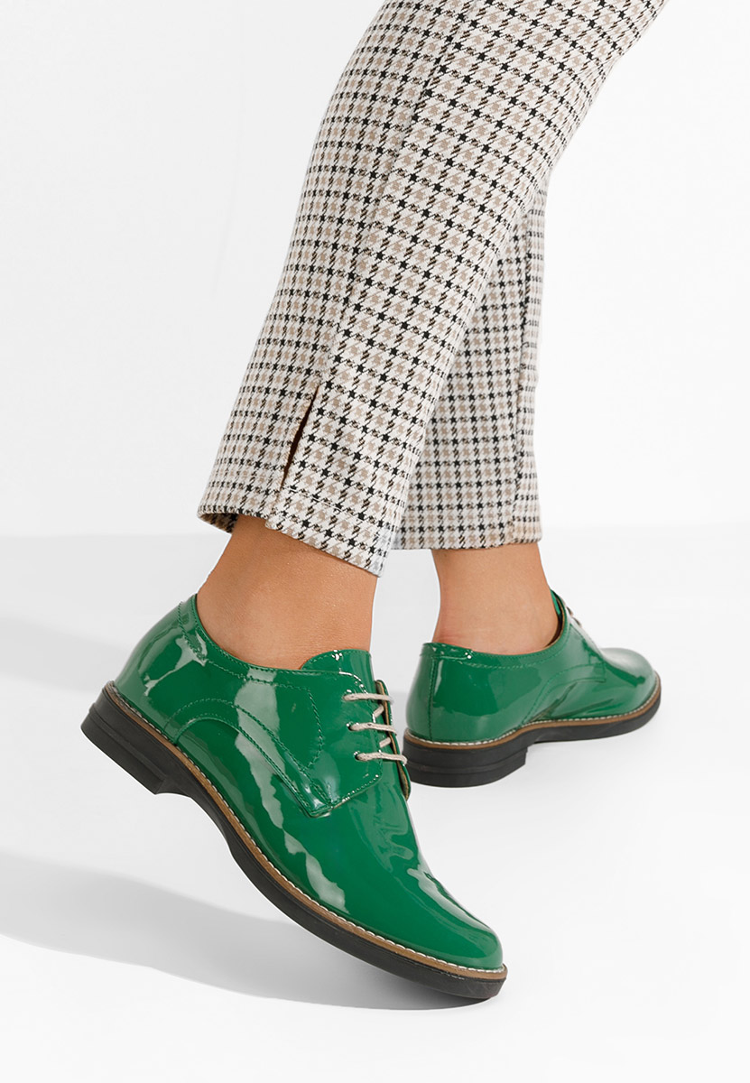 Zielone oxfordy damskie skórzane Otivera V3