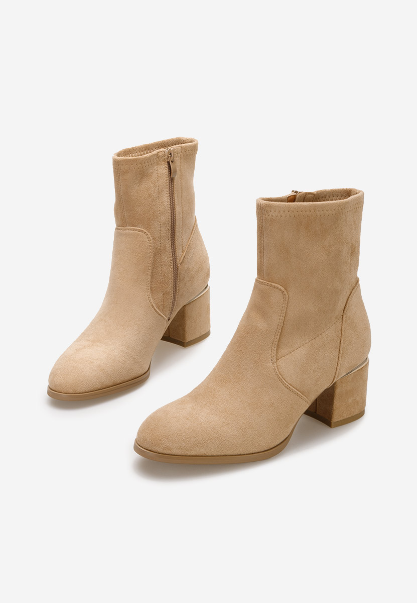 Khaki botki na słupku Sancia