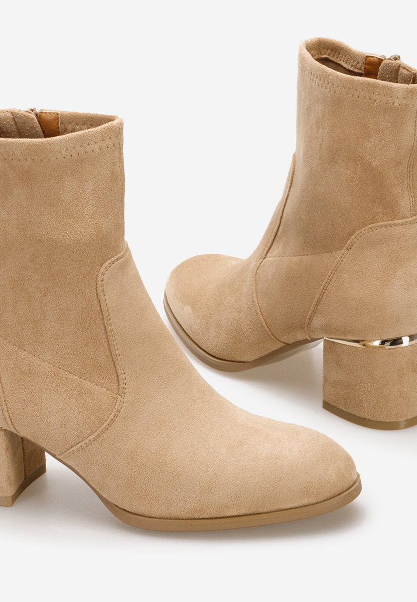 Khaki botki na słupku Sancia