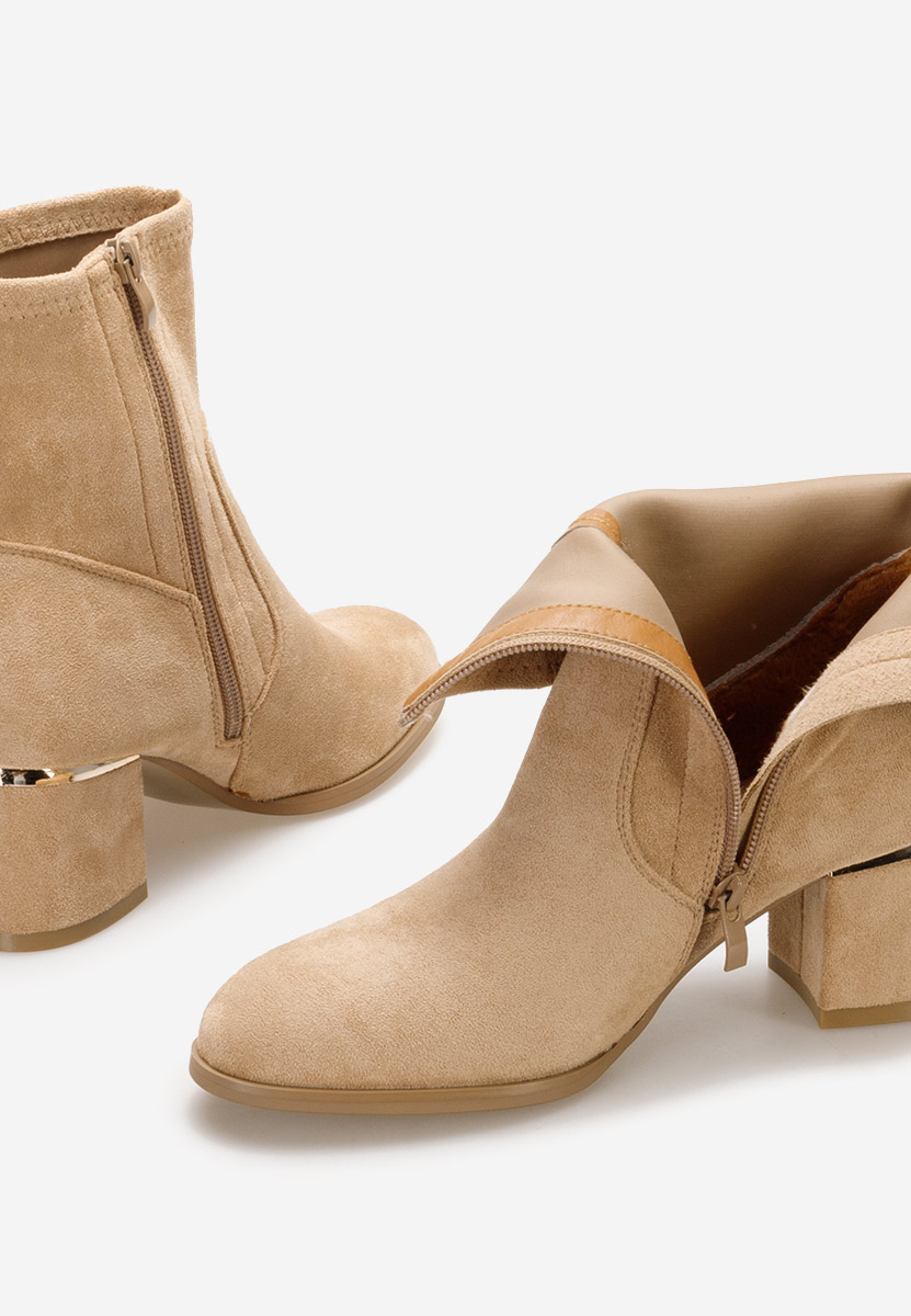 Khaki botki na słupku Sancia