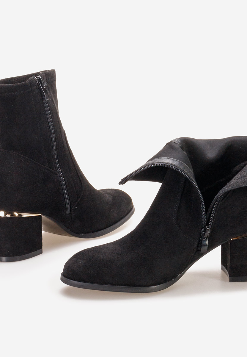 Czarne botki na słupku Sancia