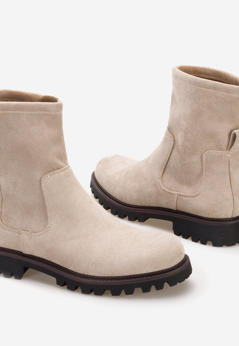 Beżowe botki płaskie Javana